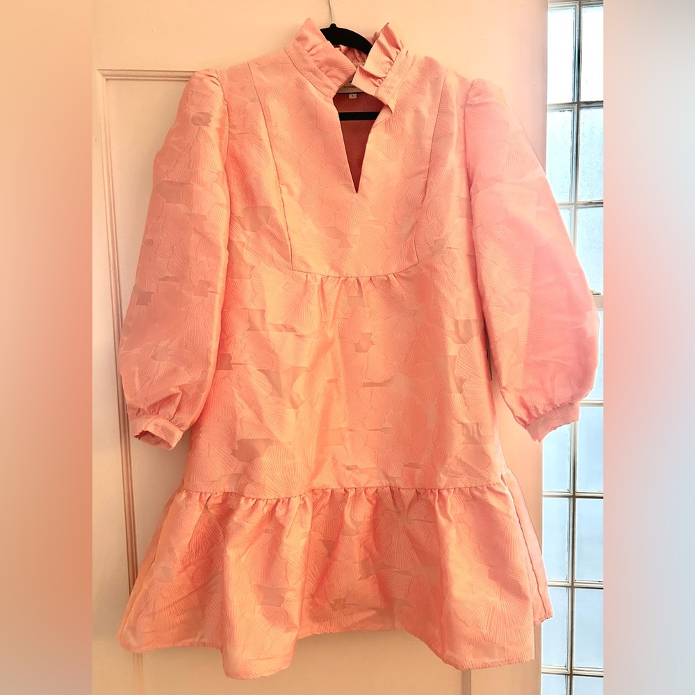 NEW Tuckernuck M Bellini Fil Coupe Pink Drop Waist Long Sleeve Palmerston Dress